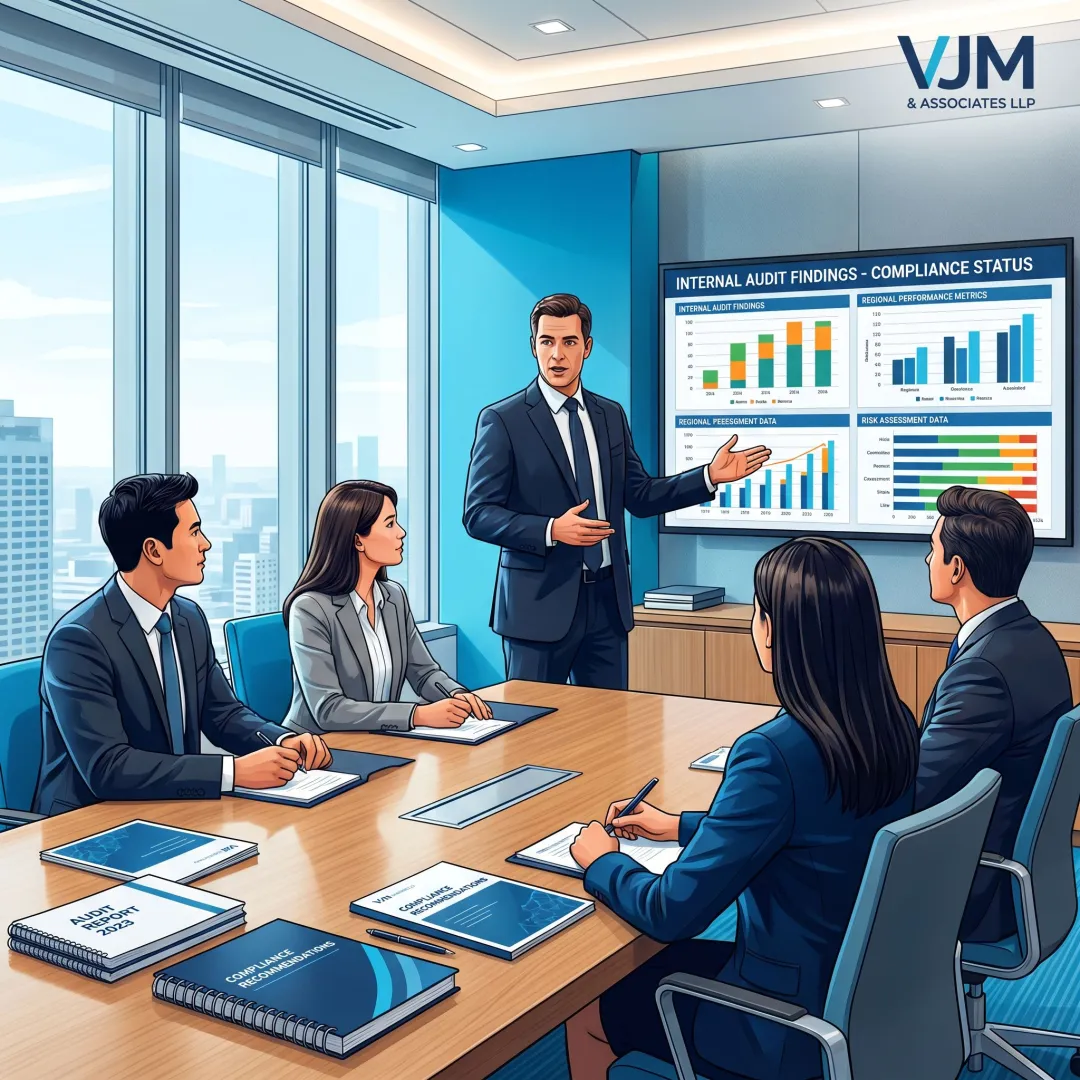 Consultants discussing outsourced internal audit strategy