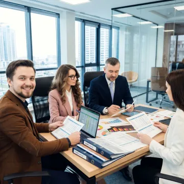 Financial audit team reviewing reports for a UAE business