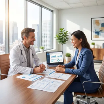 Medical professional discussing accounting support with advisor