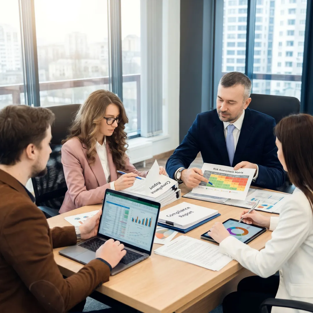 Internal audit team reviewing financial controls