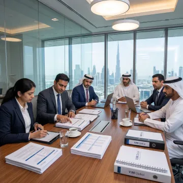 Auditors reviewing financial controls in a Dubai office