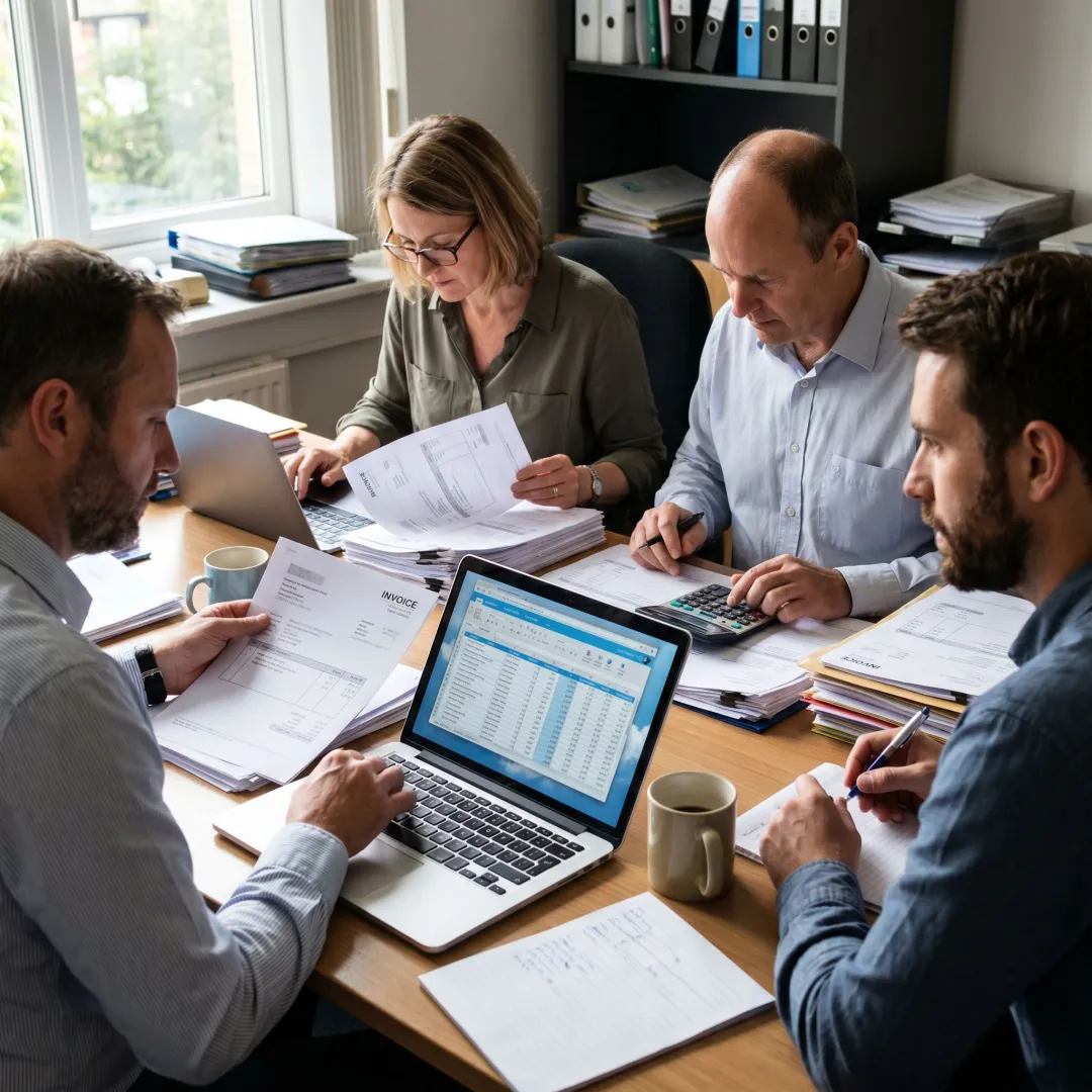 Accountants managing monthly cloud bookkeeping workflow