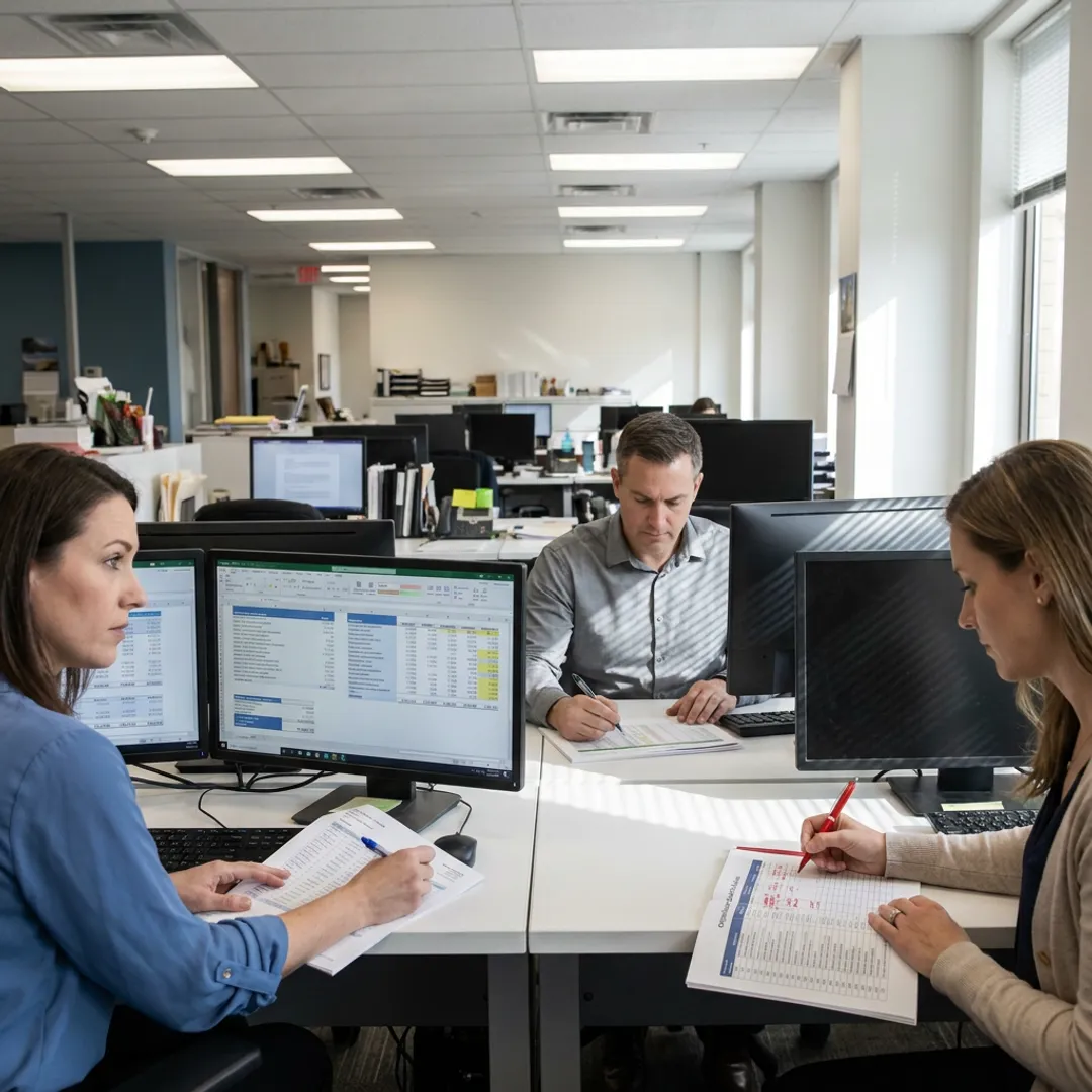 Finance team completing escrow reconciliation process
