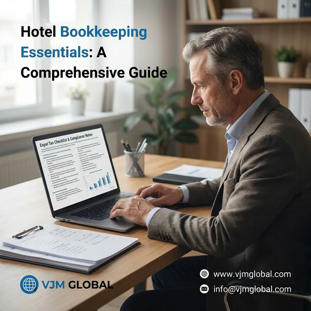 Consultant reviewing expat tax records