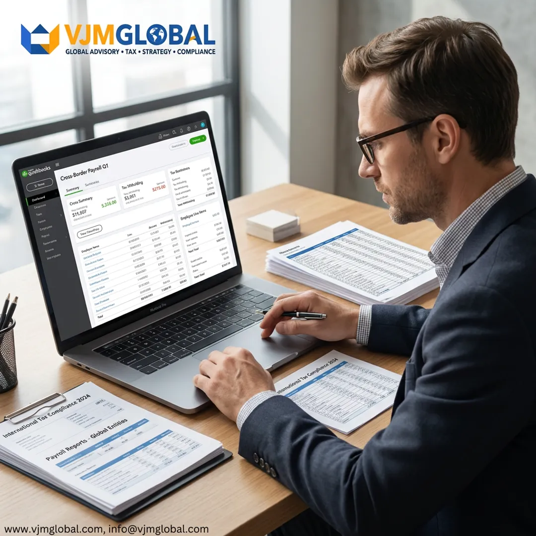 Accountant reviewing QuickBooks payroll reports