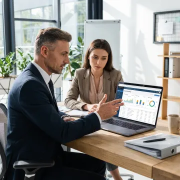 Accountant guiding a startup founder through financial setup