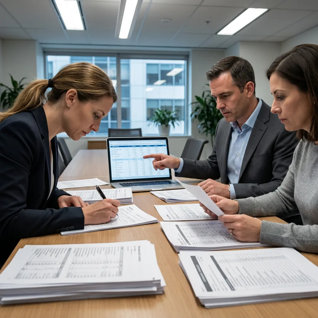 Audit process meeting with financial documents