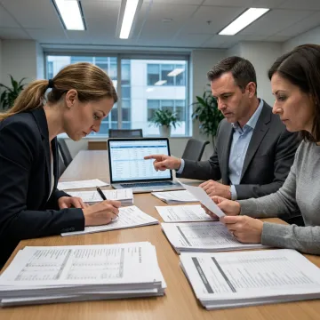 Audit process meeting with financial documents