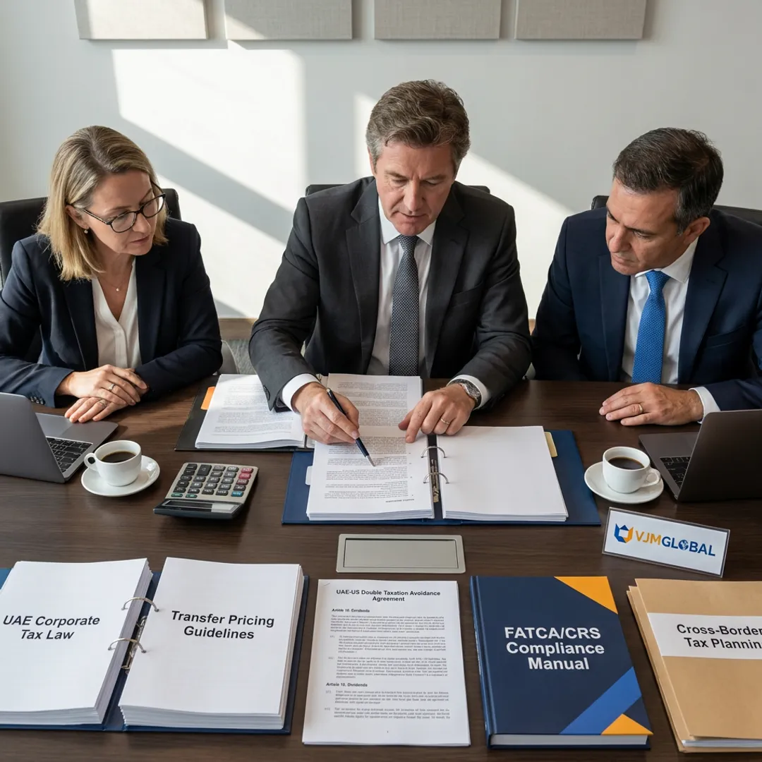 Consultants discussing cross-border tax planning