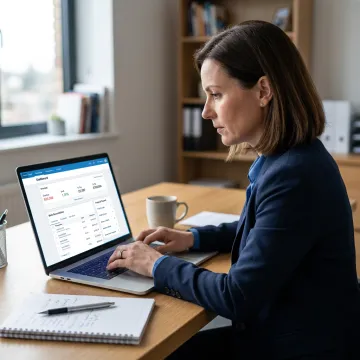 Accountant reviewing cloud accounting reports