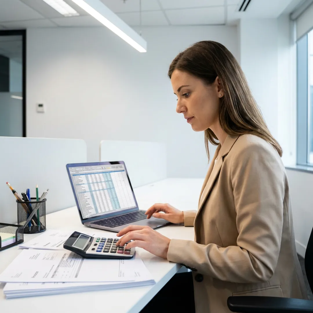 Small business accountant reviewing financial reports