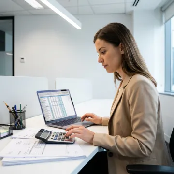Small business accountant reviewing financial reports