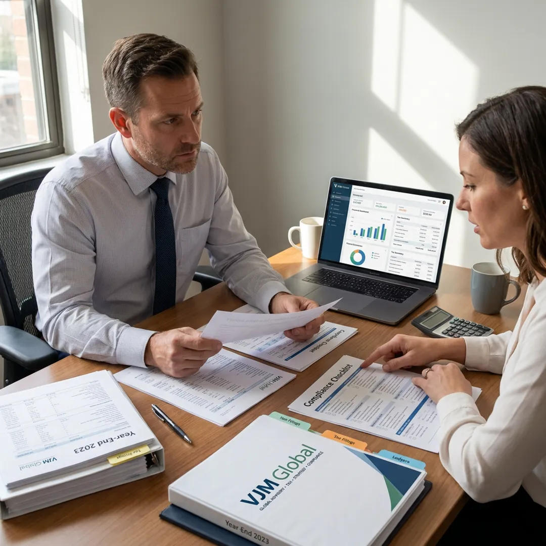 Advisor explaining a small business tax process