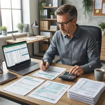 Cross-border tax advisor reviewing documents