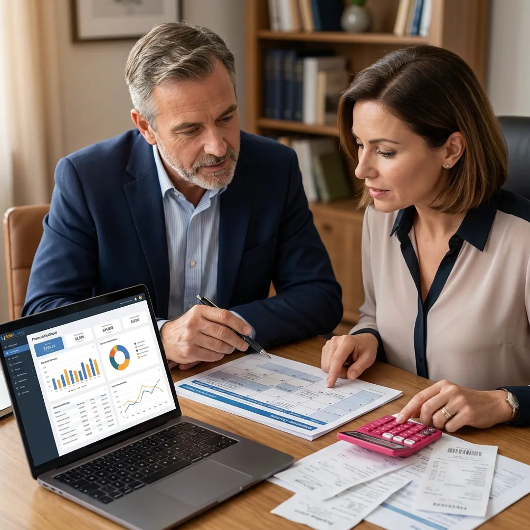 Tax advisor reviewing compliance reports with SME owner