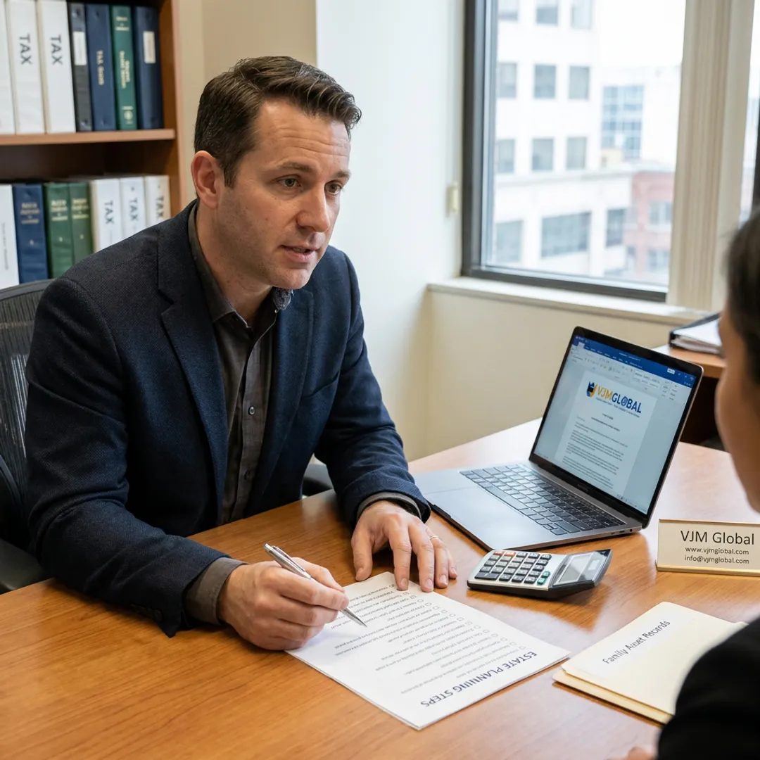 Advisor explaining inheritance tax planning steps