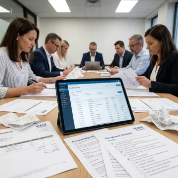 Accounting team reviewing compliance workflow