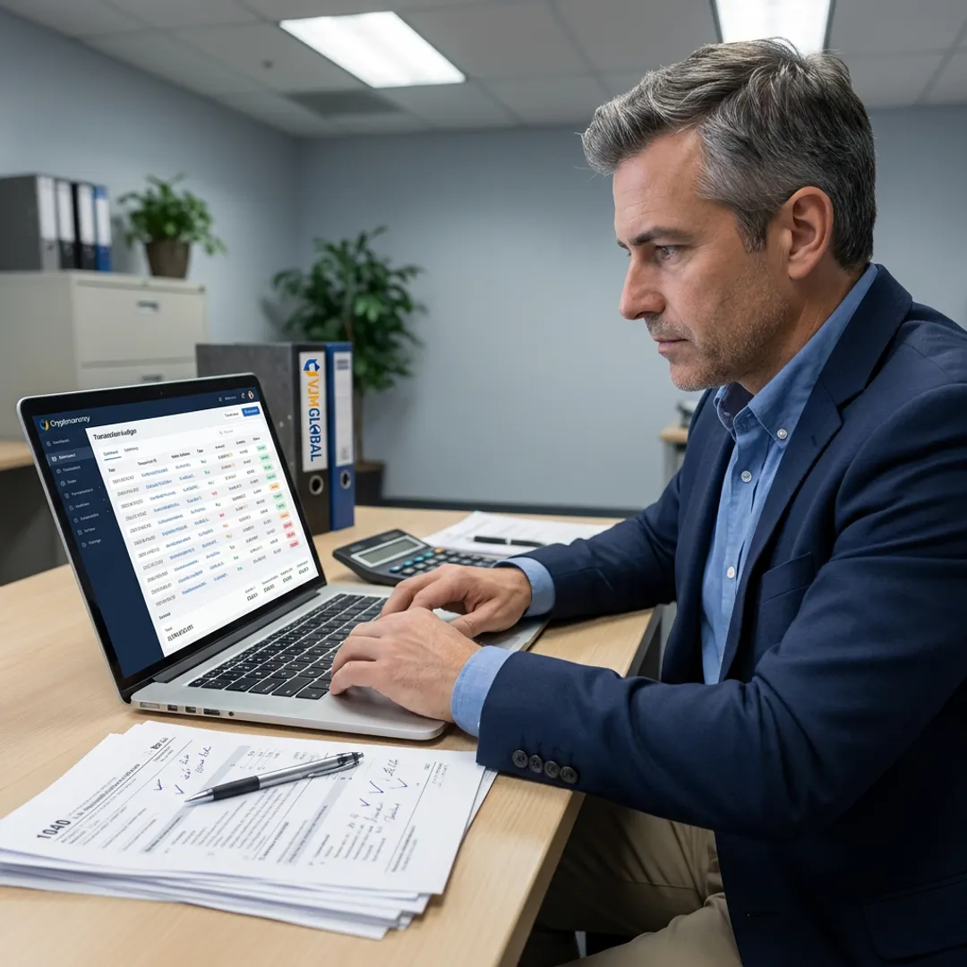 Accountant reviewing crypto tax reports
