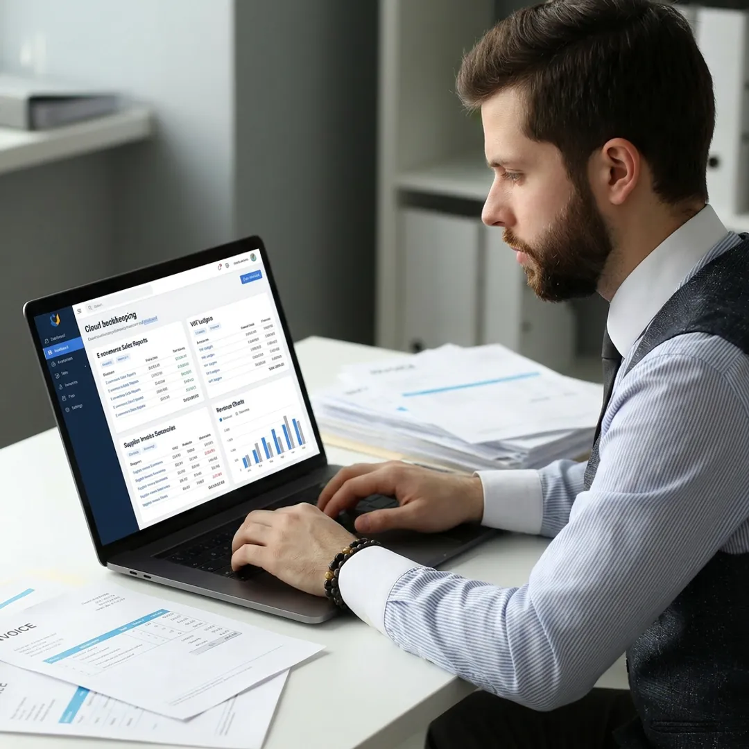 Ecommerce accountant reviewing online sales reports