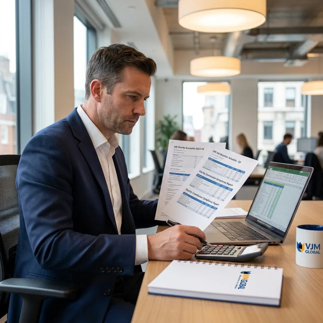 Not-for-profit accounting professional reviewing reports