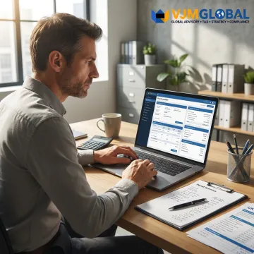 Payroll specialist reviewing digital payroll reports