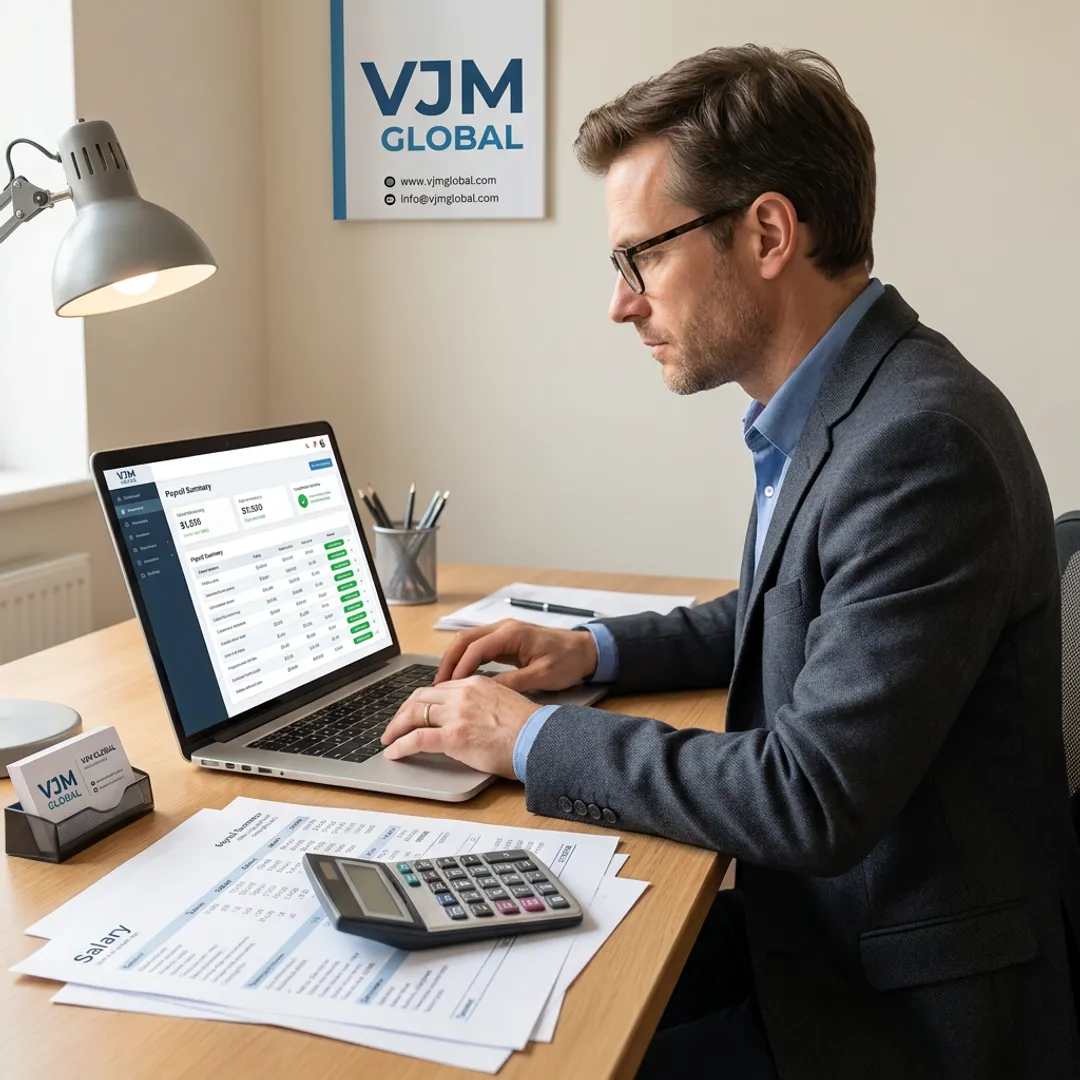 Payroll accountant reviewing salary reports