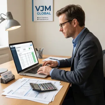 Payroll accountant reviewing salary reports