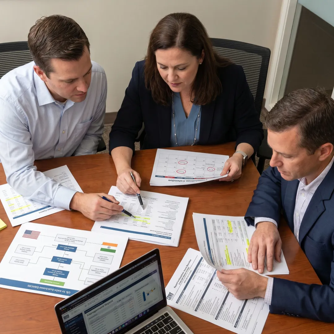 Tax advisors planning cross-border compliance process