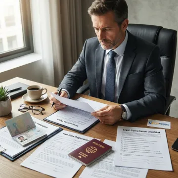 Advisor reviewing Dubai free zone setup documents