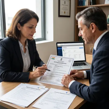 Consultants reviewing company registration documents