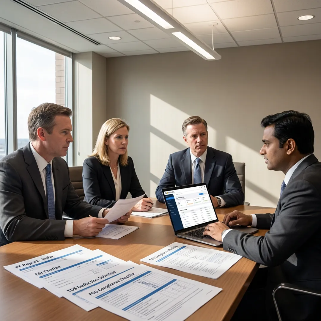 US executives discussing India PEO consulting services