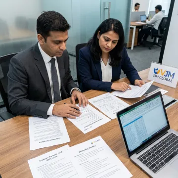 Professionals reviewing India PEO payroll and compliance documents