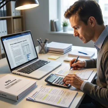 CPA candidate reviewing tax planning notes