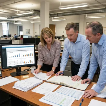 Outsourced accounting professionals working on financial reports