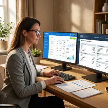 Accountant reviewing cloud bookkeeping reports