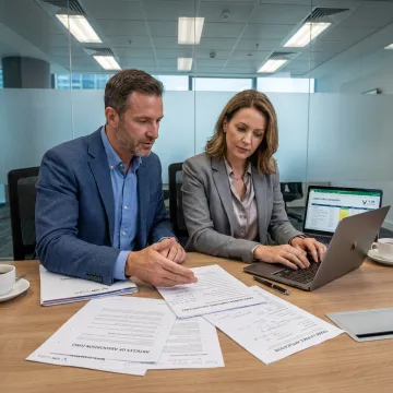 Consultants reviewing UAE business setup documents
