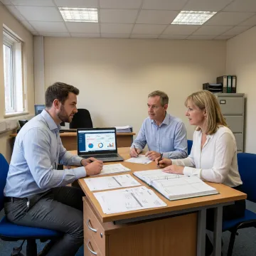 Outsourced accounting team reviewing reports
