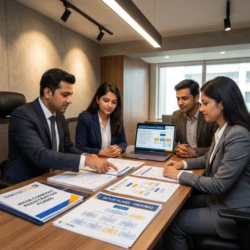 Business setup consultants assisting a small business owner