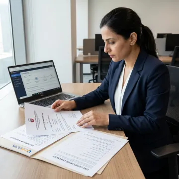 Advisor reviewing UAE LLC setup documents