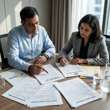 Consultants reviewing India business setup documents