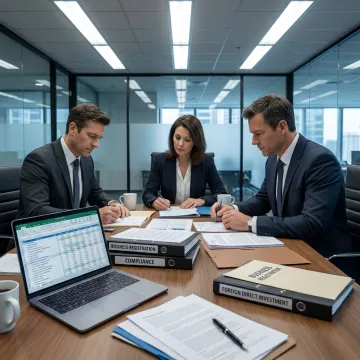 Business consultants discussing company registration