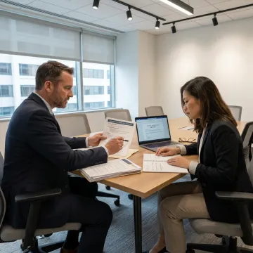 Advisor reviewing corporation formation steps