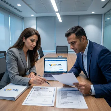 Consultants reviewing ADGM company formation documents