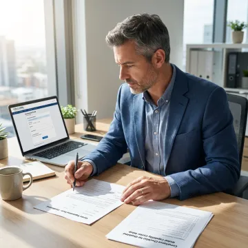 Advisor reviewing vendor registration documents