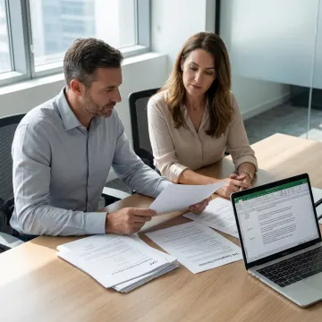 Consultants reviewing business setup documents
