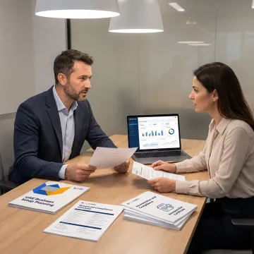 Business consultants reviewing company setup documents