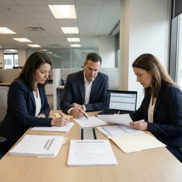 Business advisors reviewing incorporation documents