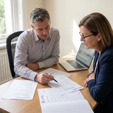 Business consultant reviewing company formation documents