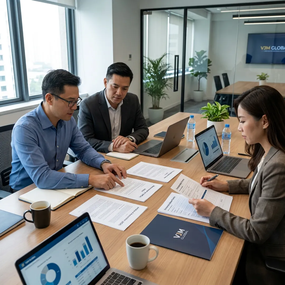 Business formation advisors reviewing incorporation paperwork