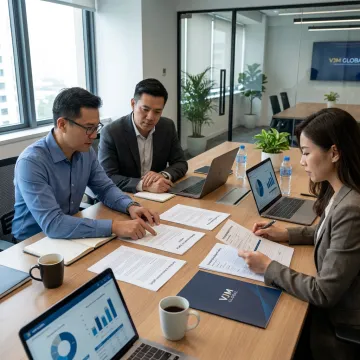 Business formation advisors reviewing incorporation paperwork